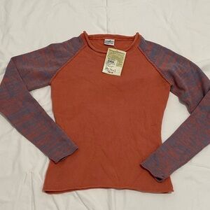Stylish Long Sleeve Top in Orange and Purple